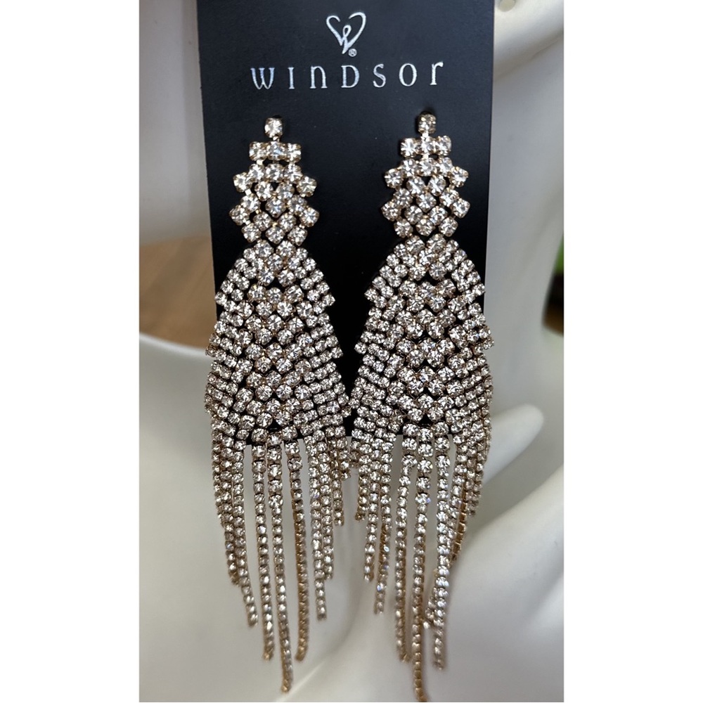 Brand New! Rhinestone Gold Earrings